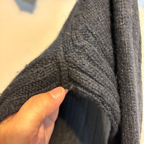 AllSaints Spitalfields Lambswool Angora V Neck Cable Sweater Black - Picture 9 of 10